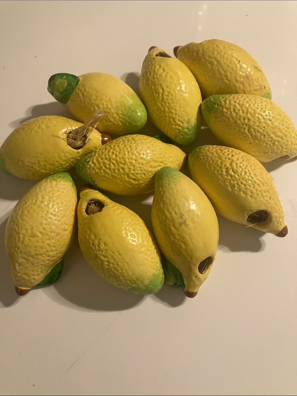 Yellow Faux Lemon Accents with Green Tips - Decorative Set